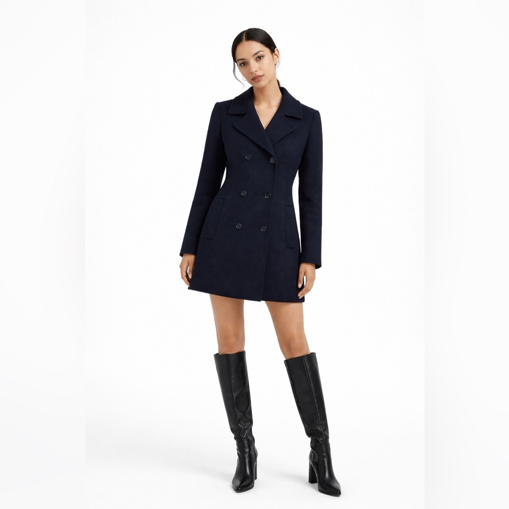 VTG Bromley Collection Women's Wool Pea Coat Size 4 Black double breasted